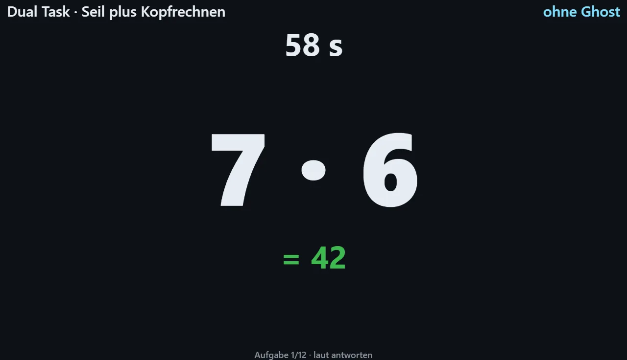 Dual Task: Rechenaufgabe 7 mal 6 beim Seilspringen